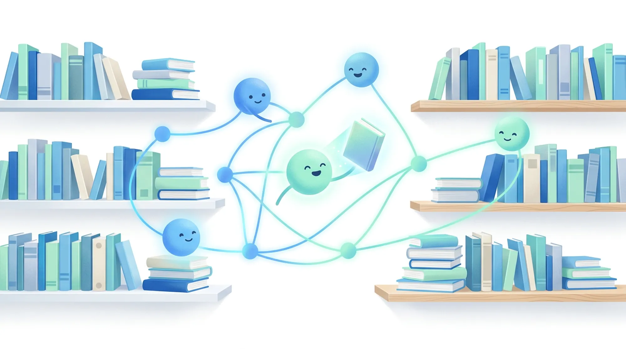 Abstrakcyjna ilustracja wsparcia edukacyjnego przez narzędzia AI