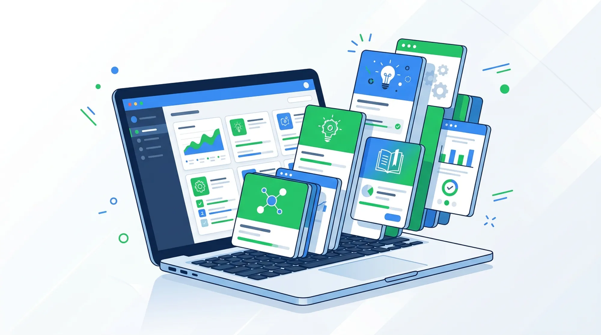 Moduły edukacyjne ułożone jak karty lekcji online